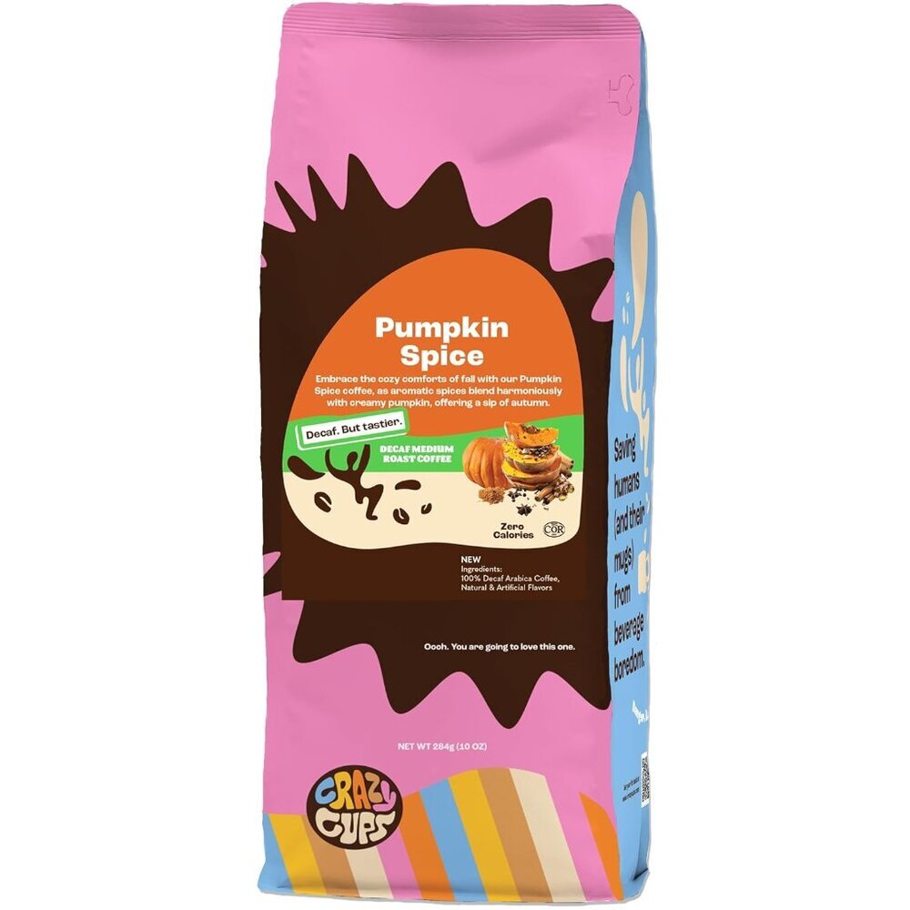 Decaf Flavored Ground Coffee, Decaffeinated Pumpkin Spice Coffee, For Brewing Fl